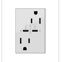 Legrand adorne 15 Amp Tamper-Resistant Duplex Outlet with Ultra-Fast 6A PLUS 30W Power Delivery USB Type-C/C