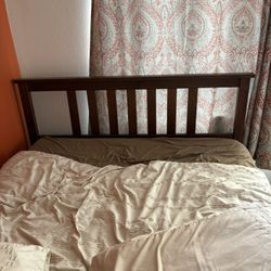 Full Bed Frame Dark Brown Wood 