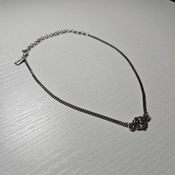 Vintage silver rose choker necklace