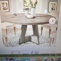 47” Round Dining Table Farm House Style 