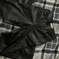 Wide Leg Leather Pants 