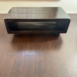 Solid Wood Coffee Table w/ Metal Base – Rustic / Industrial (48")