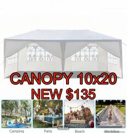 10 ft. x 20 ft. White Wedding Party Canopy Tent Outdoor Gazebo with 4- Removable Sidewalls