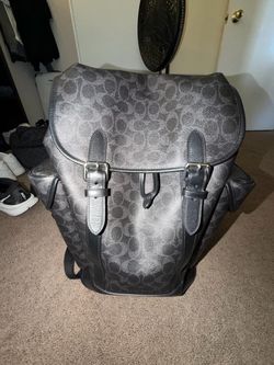 Coach Signature Canvas Backpack Charcoal Gray