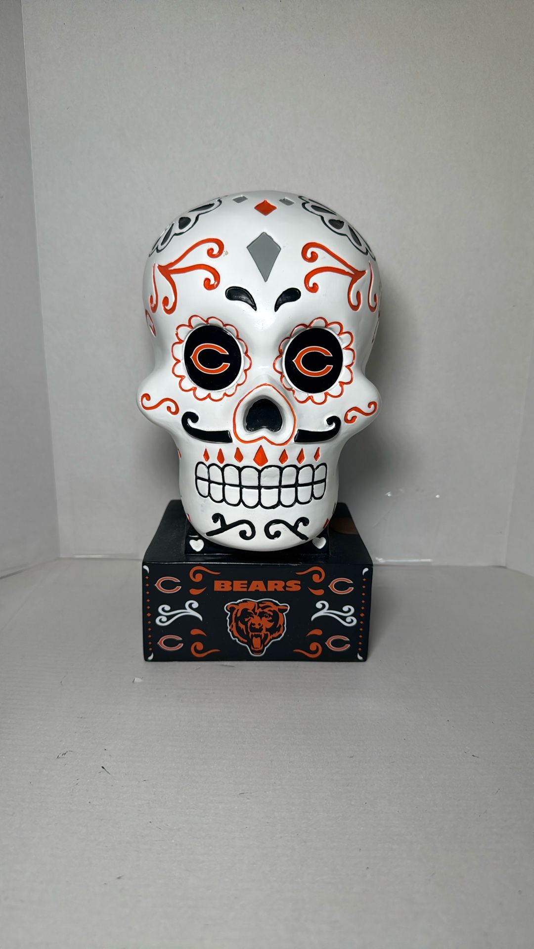Chicago Bears Sugar Skull Statue Dia De Los Muertos Day of the Dead