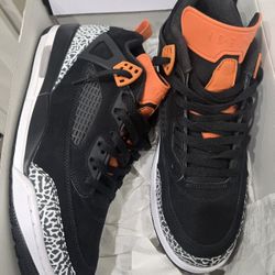 Nike Jordan Spizike Low Black Starfish White Halloween Orange Size 10.5 Style Code FQ1759008 Excellent Condition 