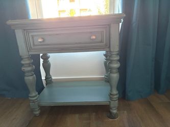 Matching pair of distressed blue nightstands/end tables
