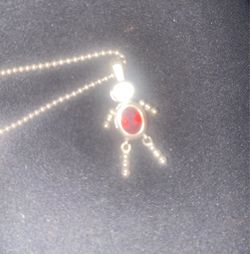 925 Silver July Boy Pendant Necklace with Amber Stone