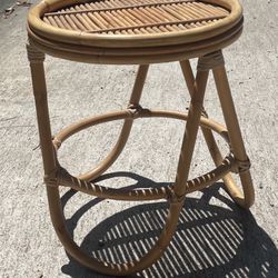 Bohemian rattan end table/plant stand