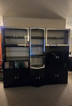 Wall Unit Black Lacquer/Chrome/Glass