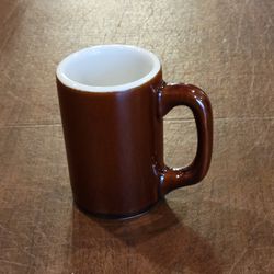Vintage Hall  Brown Glaze Restaurant Style Heavy Duty Coffee Mug 4.5" 
tall. Perfect shape, see photos for details. It is 4.75" 