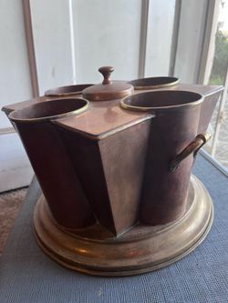Antique copper wine chiller$300. White star lines