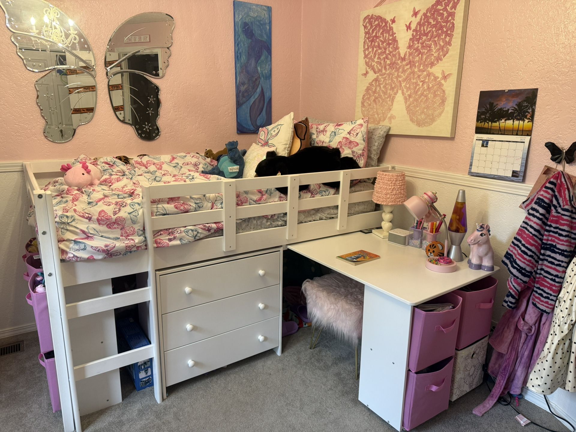 Loft Twin bed With Desk, Dresser and Storage
