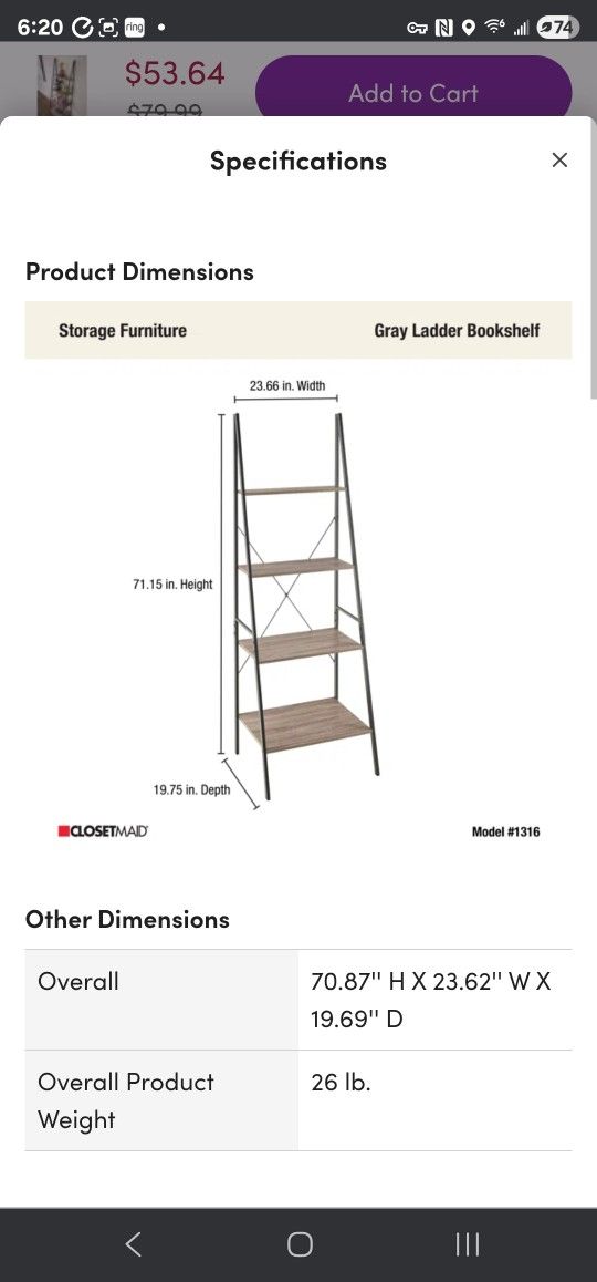 4 Tier Ladder Bookcase