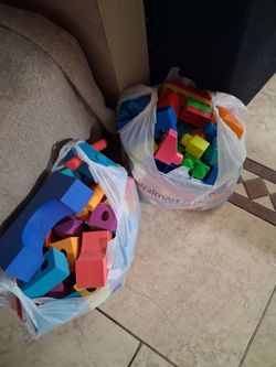 Block toy one bag is plastic Block toy and other r foam in good condition all for $20