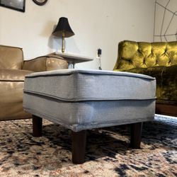 Vintage MCM Light Blue Ottoman Foot Stool •FREE DELIVERY•