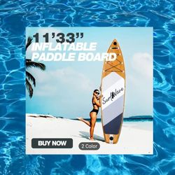 New In Box 11 Ft X 33in H  L Inflatable Sup Paddleboard Paddle Board Kayak Surf 