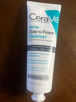 CeraVe 3in1 Acne Clay-to-Foam Facial Cleanser, Mask & Spot Treatment - 4 fl oz