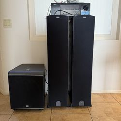 Klipsch Sound Towers, JBL Sub, Denon Receiver