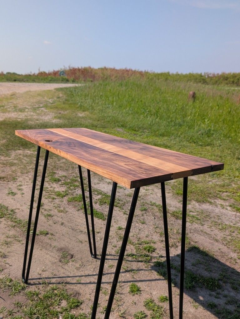 Mid-Century Modern Solid Walnut & Cherry Table – Custom Build