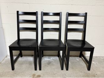 Set of 3 Black Wooden Dining Chairs
