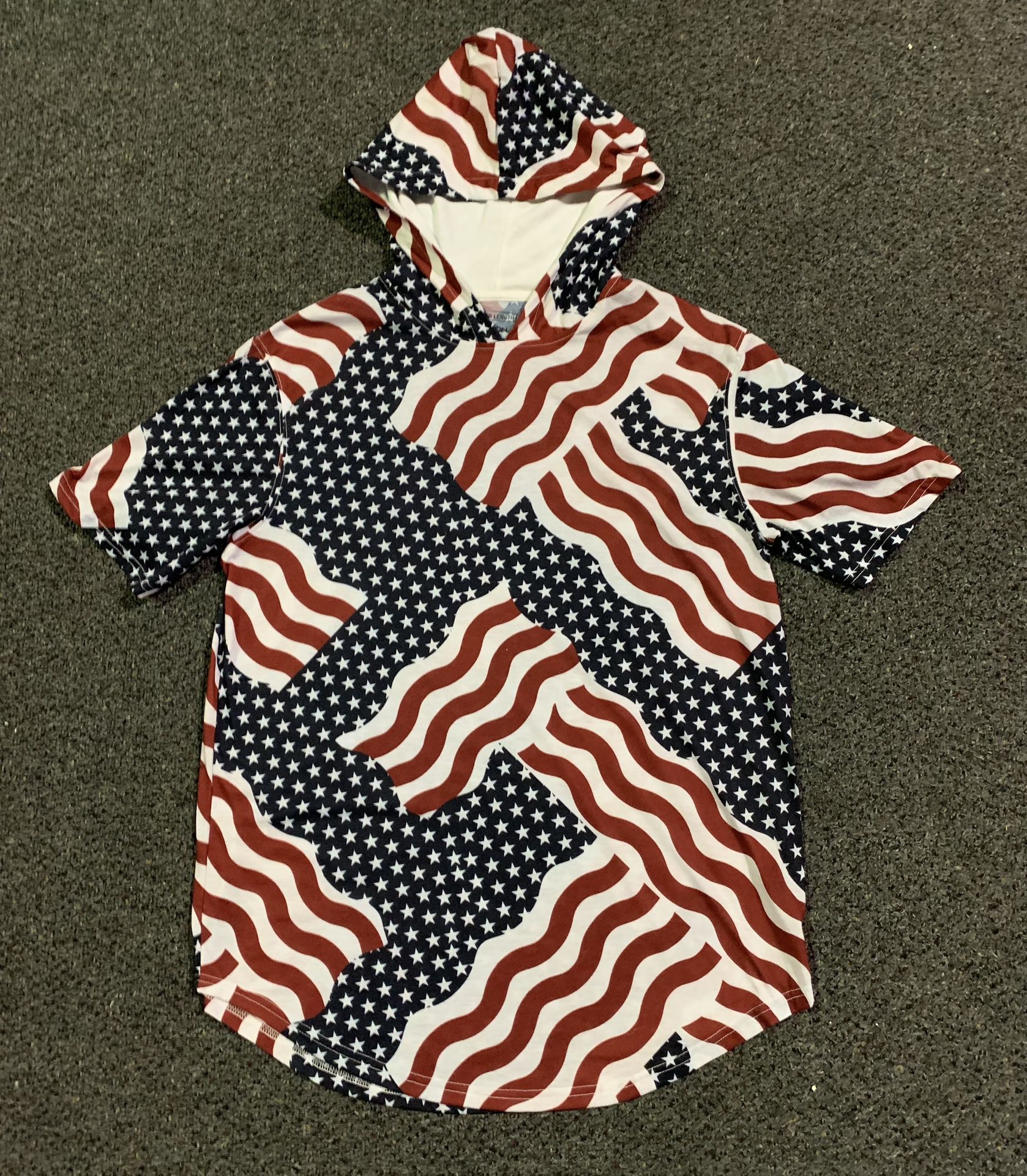 Carbon womens size large Patriotic 4th of July hooded tunic top shirt - worn once like new 