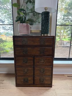 Vintage Style Asian Campaign Chest / Faux Apothecary Cabinet