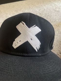 Black Hat White Cross Snap Back 
