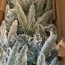 6.5ft Snow-Flocked Hinged Artificial Christmas Pencil Tree w/ 829 Mixed Tips