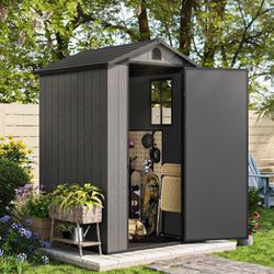 4x4 Resin Shed for Outdoor, Garden tool Storage Shed with Design of Lockable Doors, Tool Storage for Garden

