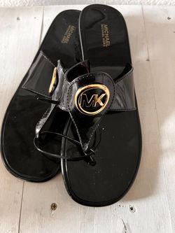 Michael Kors Black Patent Thong Sandals
