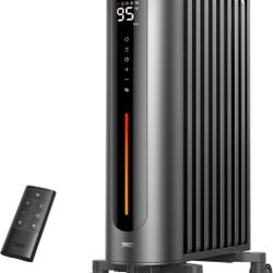 Dreo Oil Filled Radiator Heater, 1500W Radiant Heater with Remote Control, Digital Thermostat, 4 Modes, 24h Timer, 10 Safety Protections, Child Lock, 