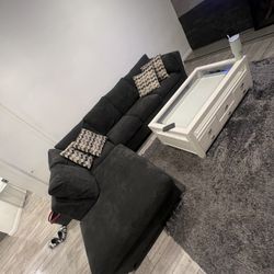 Sectional Couch, Dark Grey 6 Seater 