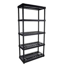 5 Tier Plastic Garage Storage Unit in Black (36 in, W x 73.5 in H x 18 in. D)
