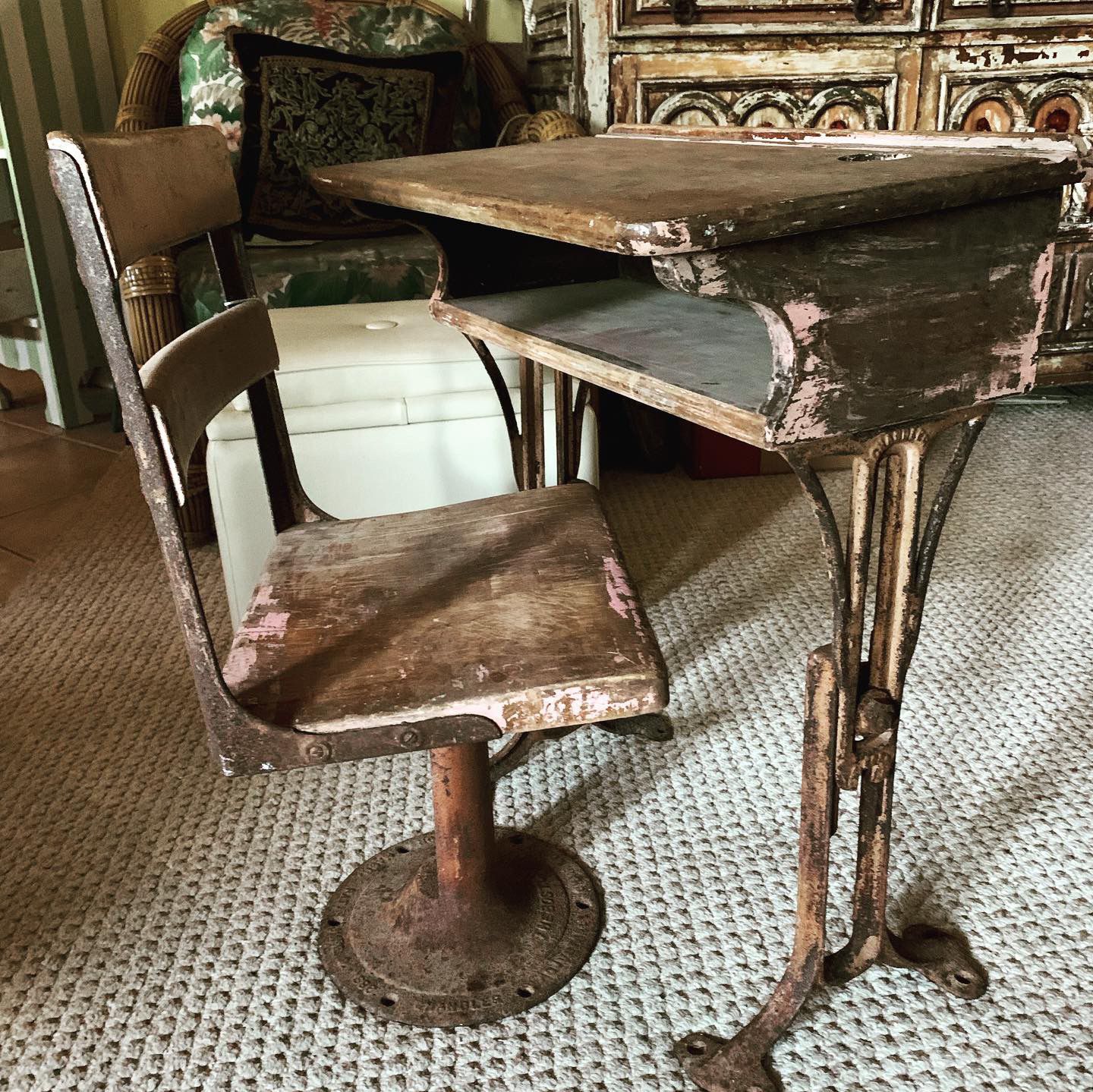 Kids antique school desk