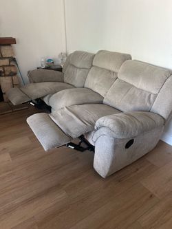 Gray Fabric Reclining Sofa