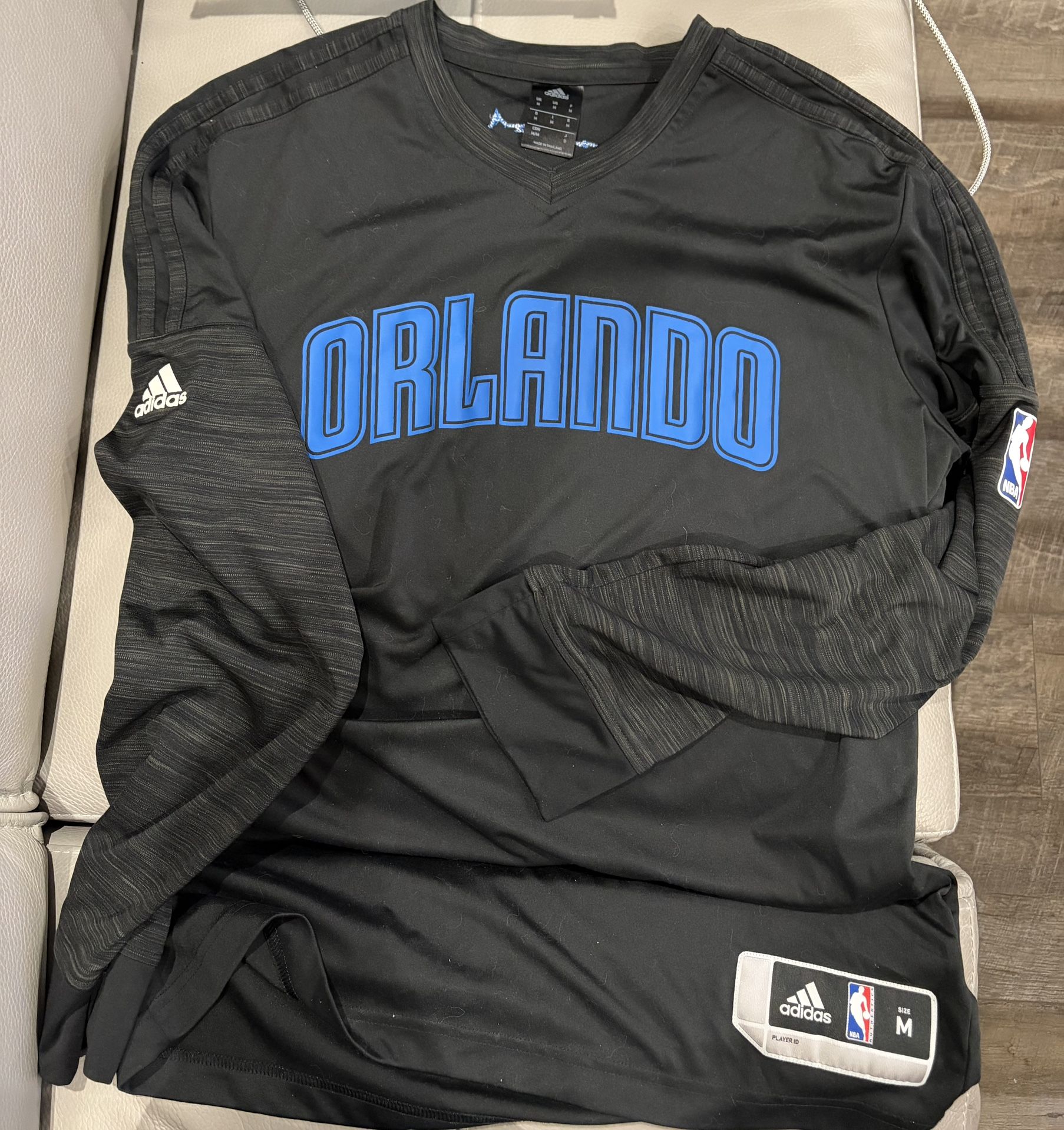 Black Adidas NBA Orlando Magic Basketball Neck Jersey Lightweight LS Med