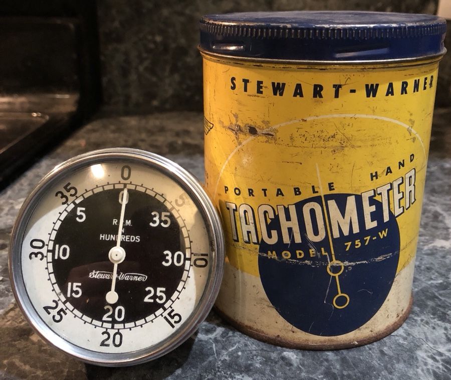 Vintage Stewart-Warner Portable Hand Tachometer Model 757-W-comes with original instructions
