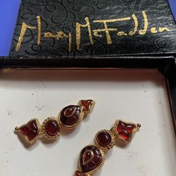 Mary McFadden Carnelian Dangle Drop Earrings 