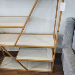 Geometric Gold Finish Powder Coat Metal Bookcase