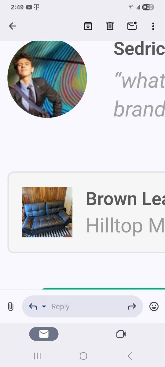 Brown Leater Futon Sofa