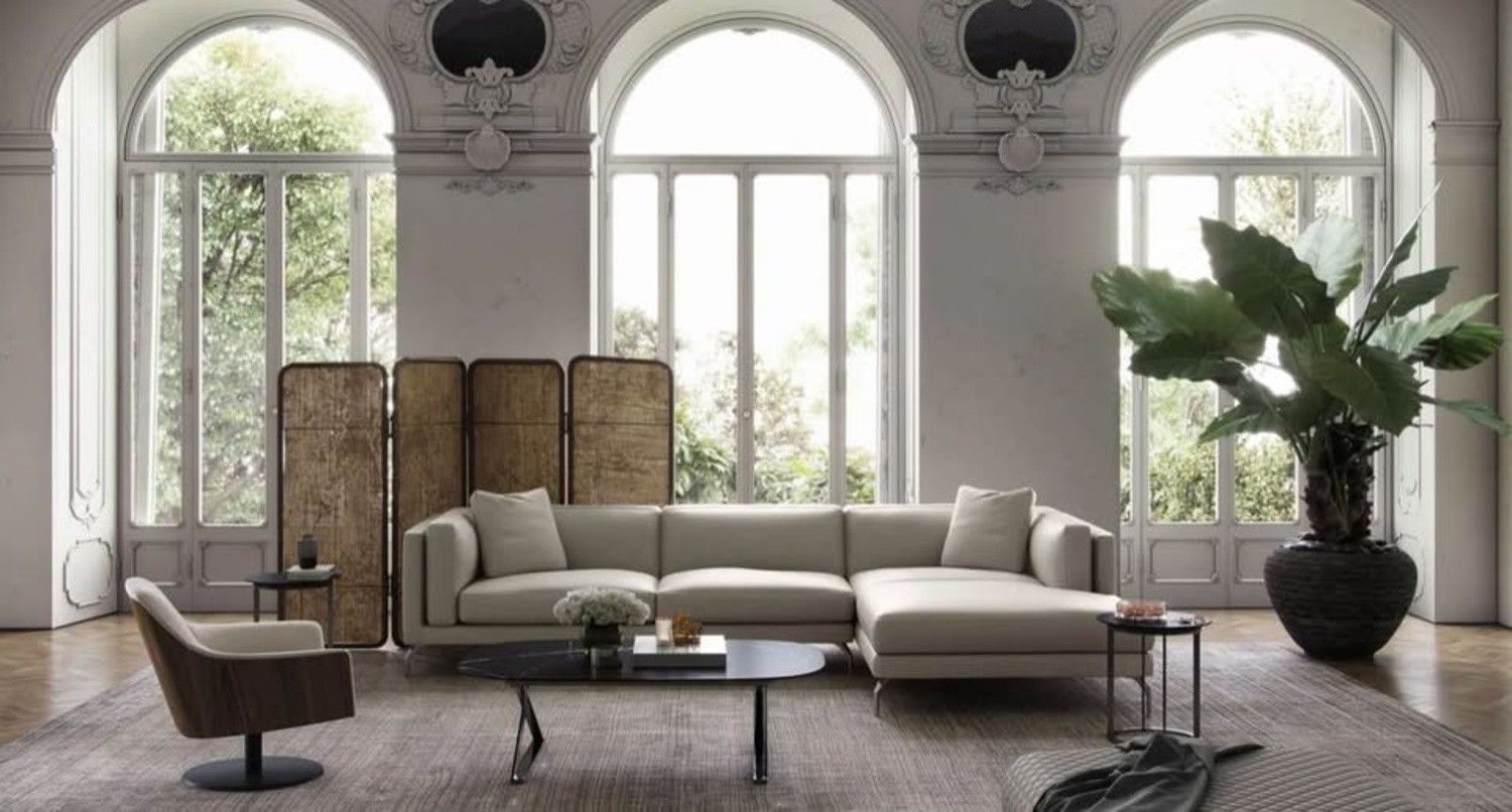 Modloft Reade Leather Sectional — Beige