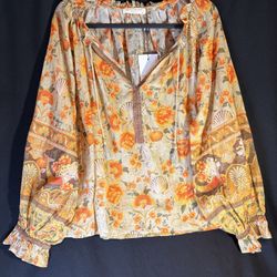 Spell & The Gypsy Boho Chic Floral Blouse Size M