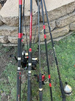 Bundle of 4 rods with reels. Olympic, Silstar, Zebco and Jactics