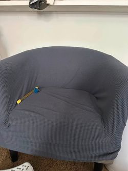 Gray Barrel Accent Chair with Slipcover