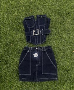 Denim Skirt Set dark denim