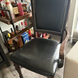 Elegant Leather Dining Chair with Nailhead Trim