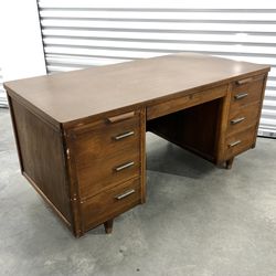 Vintage Mid Century Jofco Wooden Tanker Office Desk 