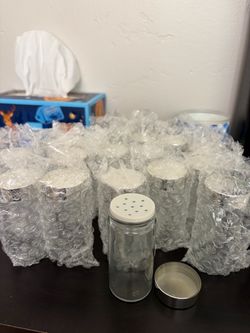 Set of 14 brand new glass spice jars