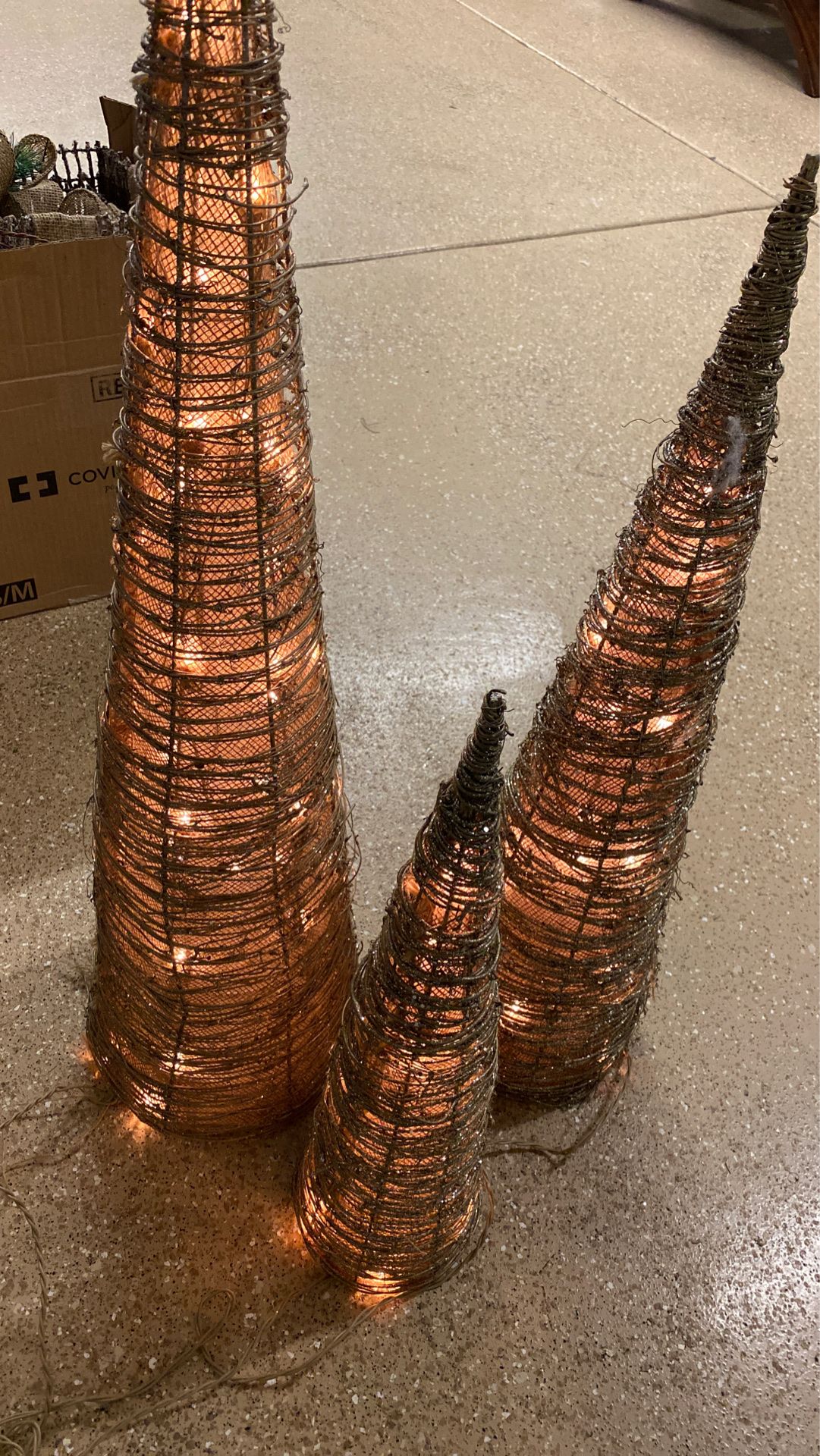 Decorative Lighted Christmas Trees Three